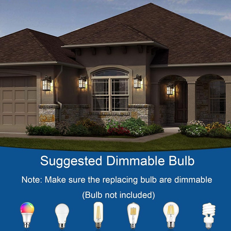 FLEDAVID Motion Sensor Porch Light Dusk to Dawn Outdoor Wall Lantern Black Exterior Sconce Lighting Fixtures Modern Outside Wall Mount Coach Lamp for House Garage Patio Front Door - Image 2